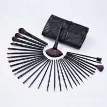 Black Wood Handle Natual Hair Brushes 32PCS Makeup Brushes Sets Factory